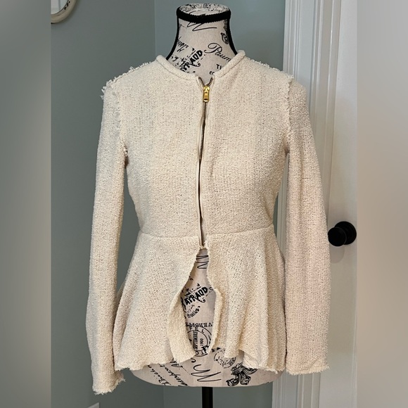 Zara Jackets & Blazers - Zara Peplum Knit Jacket/Blazer | Cream | Preowned